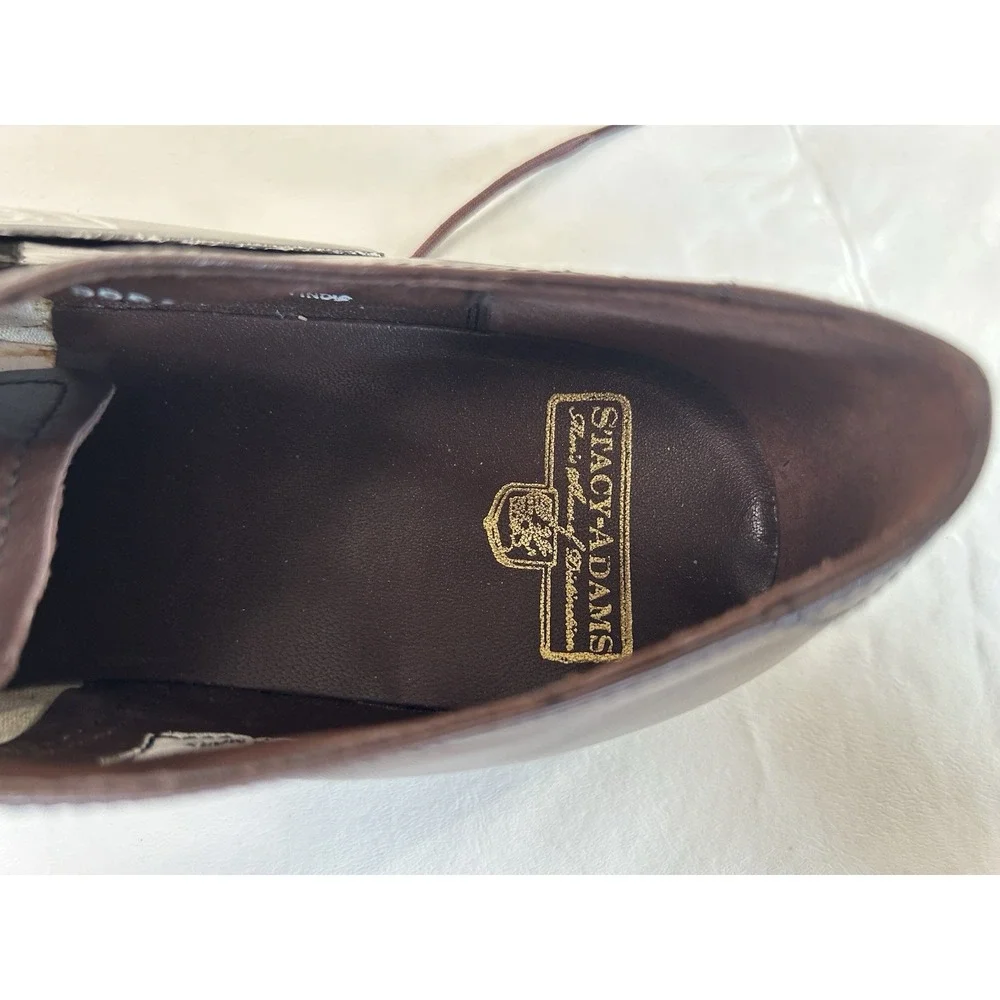 NWOB Stacy Adams Classic Madison Brown Leather Cap Toe Oxford Shoes USA Men's 10